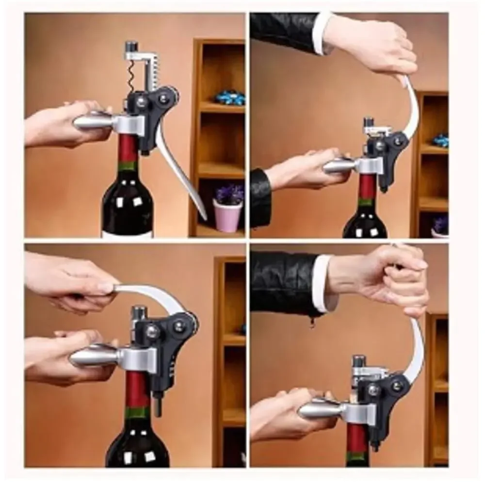 Wine Bottle Opener Corkscrew kit with Foil Cutter and Extra Spiral (Black)